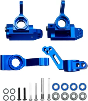 Front Caster Block & Steering Blocks & Rear Stub Axle Carriers Kit with Ball Bearings Upgrade RC Vehicle Parts for Traxxas 1/10 2WD Slash Stampede Rustler Nitro Slash, Blue 3632 3736 3752 (Blue)