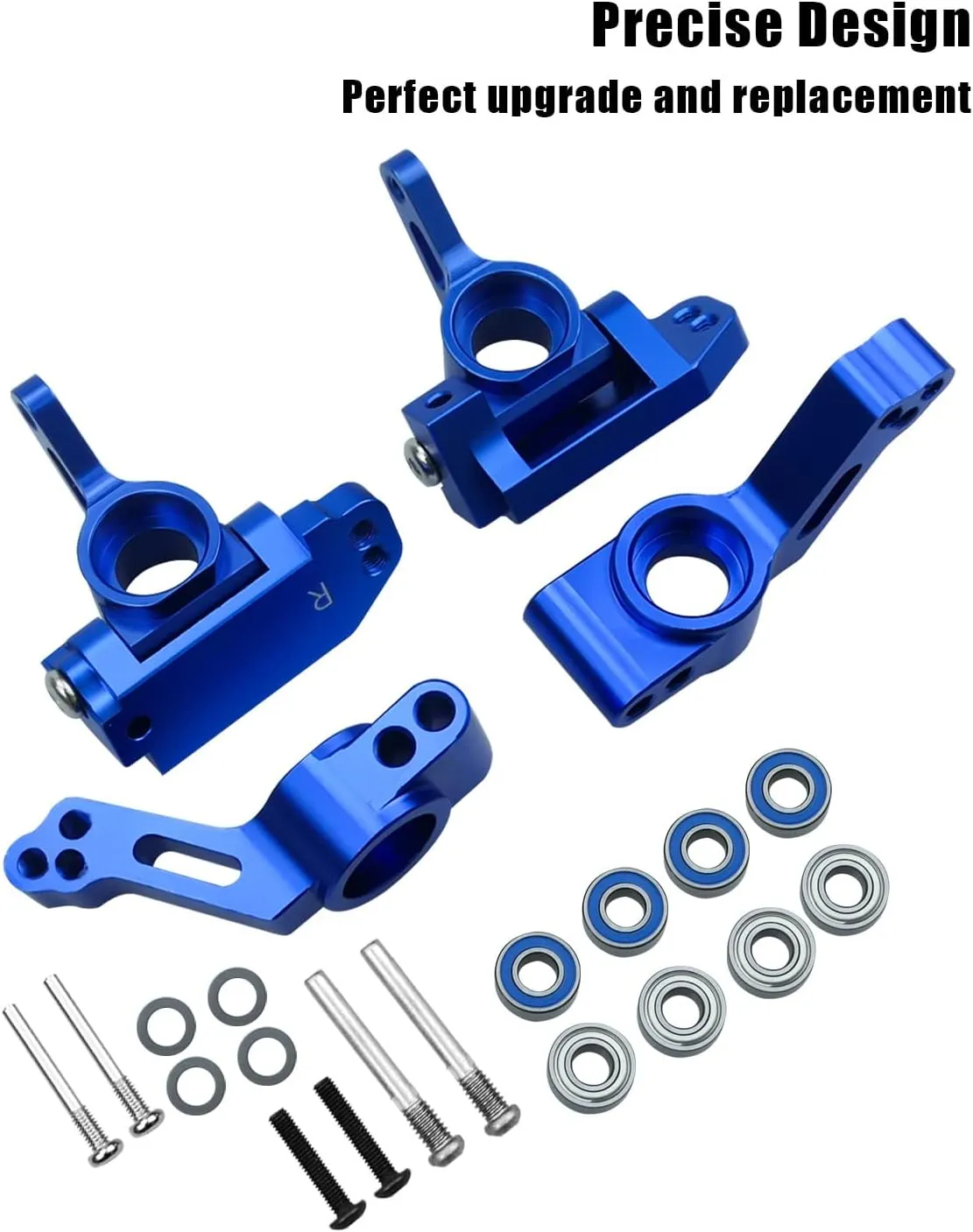 Front Caster Block & Steering Blocks & Rear Stub Axle Carriers Kit with Ball Bearings Upgrade RC Vehicle Parts for Traxxas 1/10 2WD Slash Stampede Rustler Nitro Slash, Blue 3632 3736 3752 (Blue)