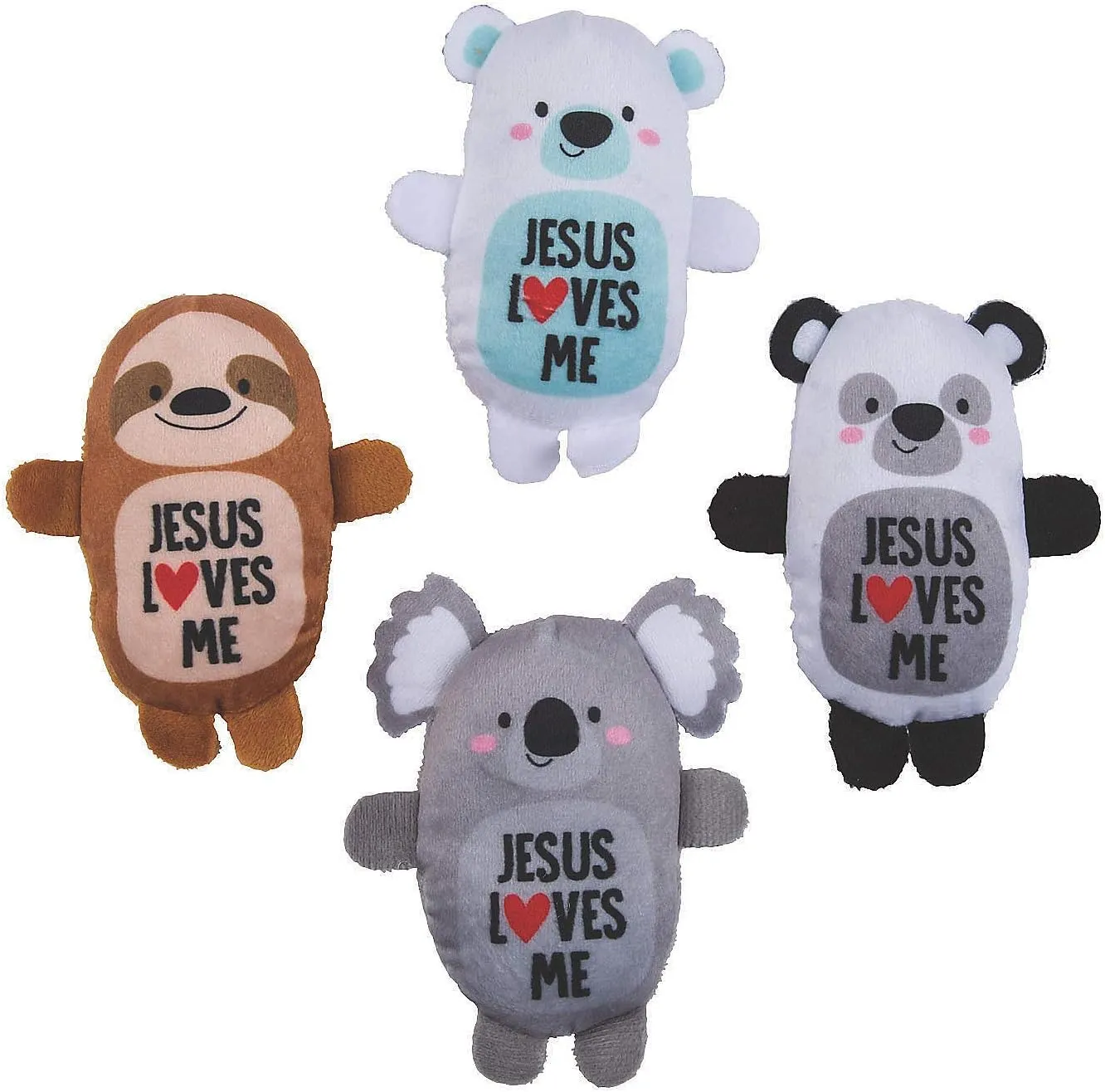 Fun Express Jesus Loves Me Plush Animal Assortment - Soft Bean Bag Plush Toys for Kids Church Giveaways Sunday Schools & Special Occasions - Adorable Animal Figures Perfect for Teaching - 50 Pieces