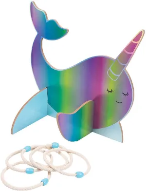 Fun Express NARWHAL Wooden Ring TOSS Game - Toys - 5 Pieces