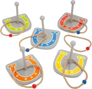 Fun Express Western Horseshoes Ring Toss Game - Classic Outdoor Toy Family Gatherings Backyard Fun Party Entertainment - Horseshoe Targets & Ring Toss Competitions - Perfect for Hours Fun - 11 Pieces