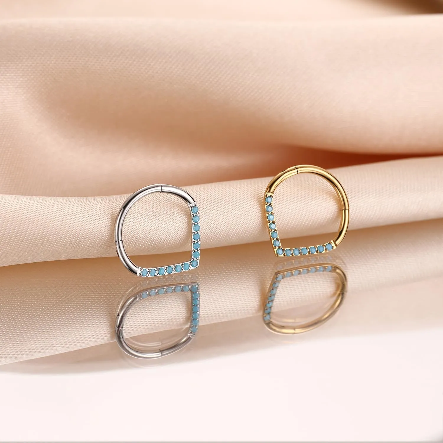FUNLMO 316L Surgical Steel Septum Ring Teardrop Daith Tragus Helix Rook Conch Piercing Jewelry Cartilage Hoop Earring Hinged Nose Ring