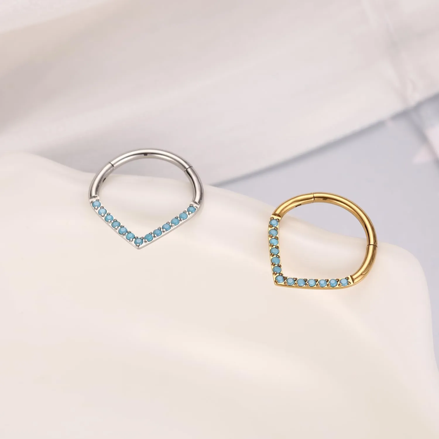 FUNLMO 316L Surgical Steel Septum Ring Teardrop Daith Tragus Helix Rook Conch Piercing Jewelry Cartilage Hoop Earring Hinged Nose Ring