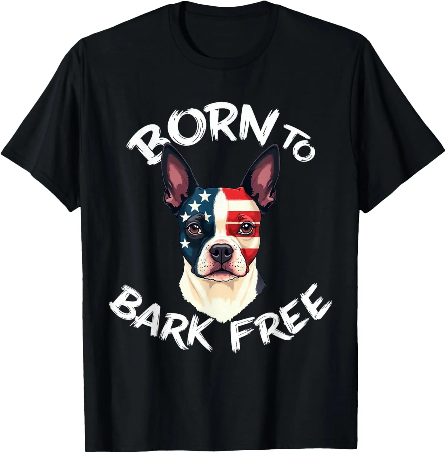 Funny Bostie Dog Vintage Boston Terrier American Flag T-Shirt