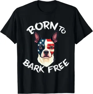 Funny Bostie Dog Vintage Boston Terrier American Flag T-Shirt