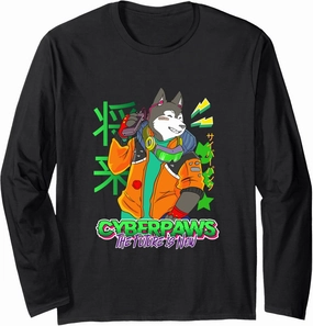 Funny cyberdog Retro futuristic kawaii paws Long Sleeve T-Shirt