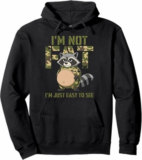 Funny Raccoon Chubby Animal Humor Cozy Lazy Pullover Hoodie