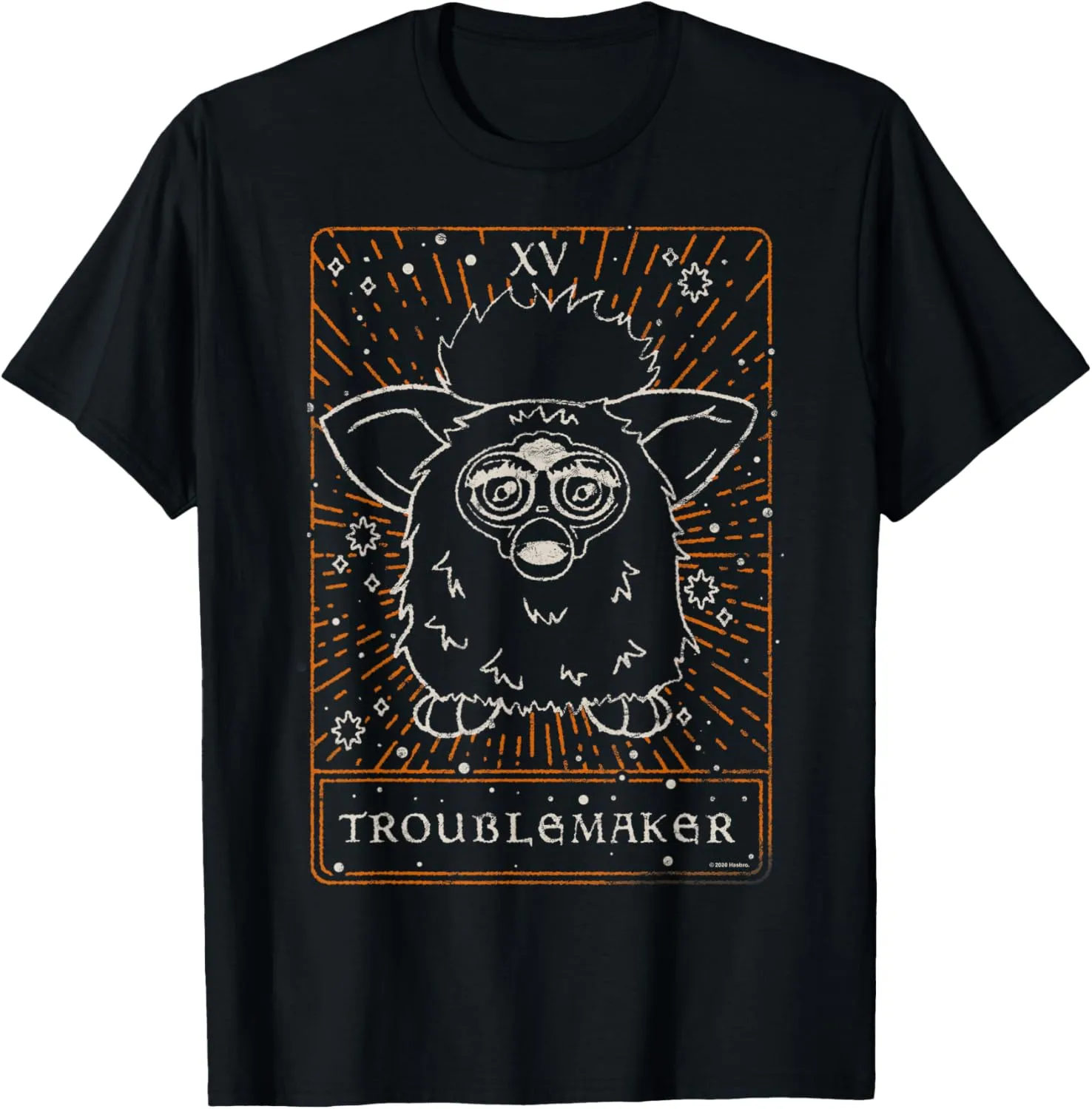 Furby Halloween Celestial Tarot Card Trouble Maker Outline T-Shirt