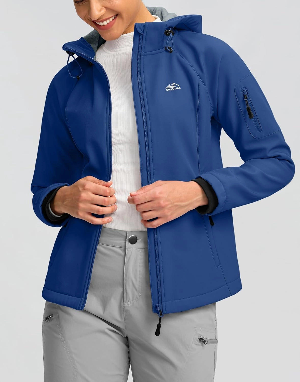 G Gradual Women's Fleece Lined Softshell Jacket Windproof Warm Light Waterproof Hooded Jacket for Women Winter/Fall/Spring