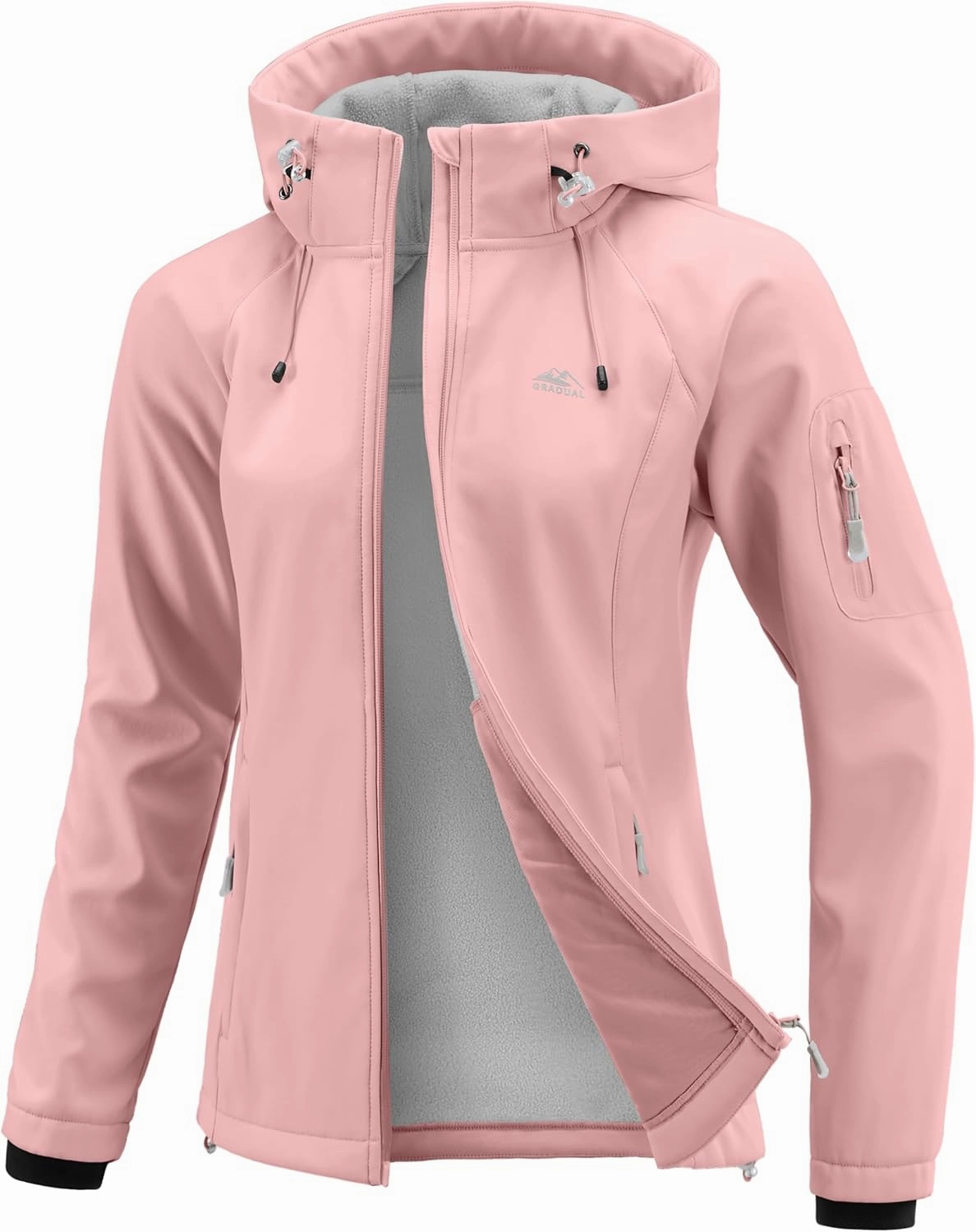 G Gradual Women's Fleece Lined Softshell Jacket Windproof Warm Light Waterproof Hooded Jacket for Women Winter/Fall/Spring