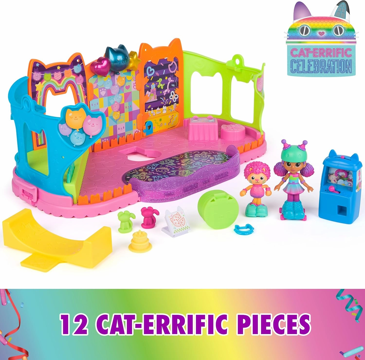 Gabby's Dollhouse, Party Room Playset with Exclusive Toy Figures, Dollhouse Furniture, Accessories & Fidget Play, Kids Toys for Girls and Boys Ages 3 