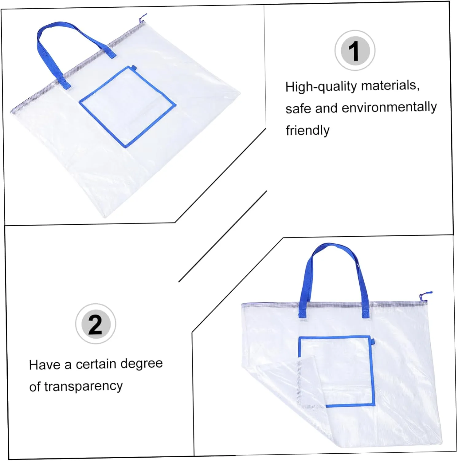 Gadpiparty Transparent Art Portfolio Bag Durable Poster Storage with Zipper and Carrying Straps for Artists Teachers Students for Organizing Supplies