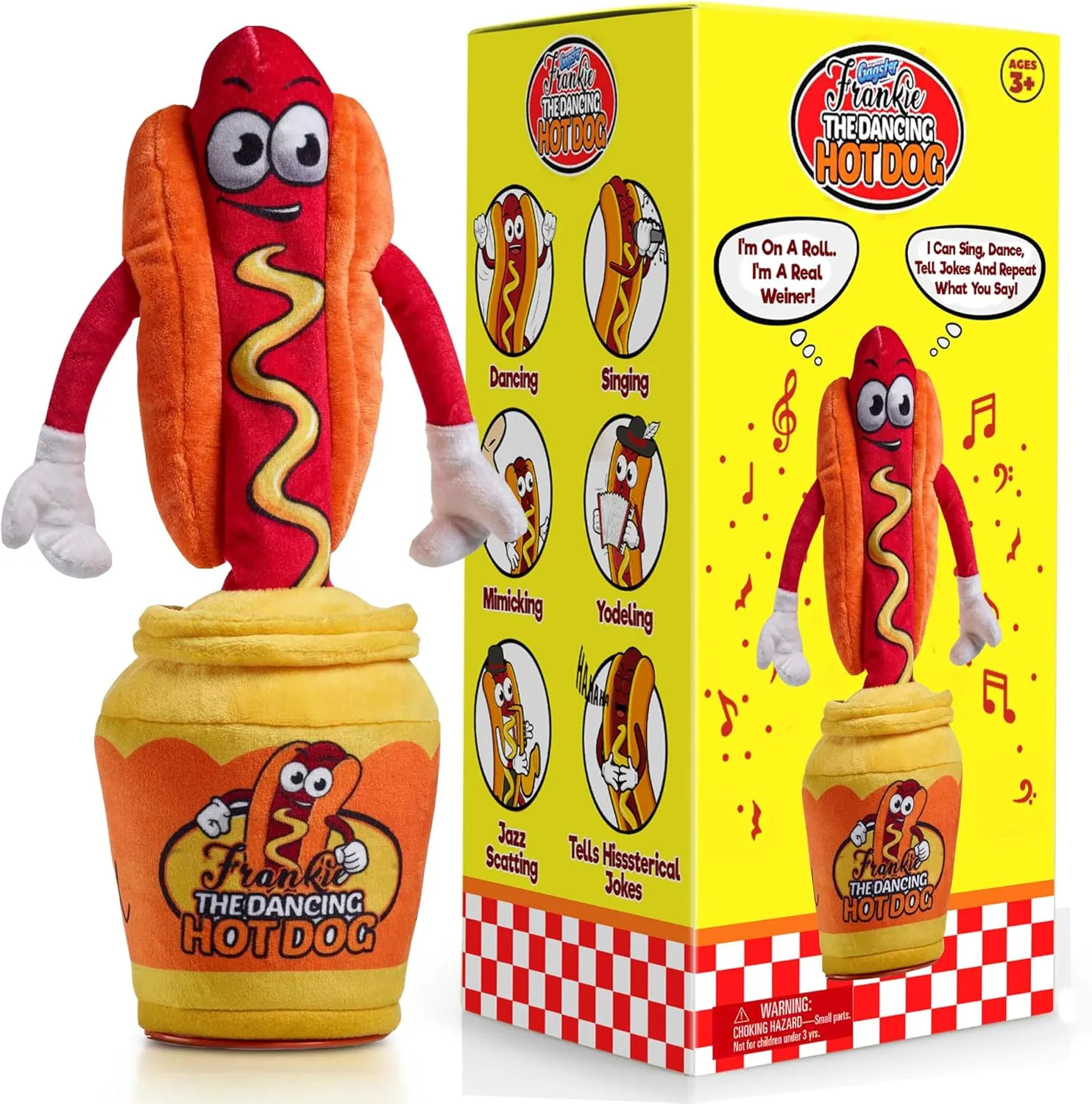 Gagster Dancing Hot Dog - Sings, Yodels, Tells Jokes - Funny Talking Decor Toy for Kids & Adults