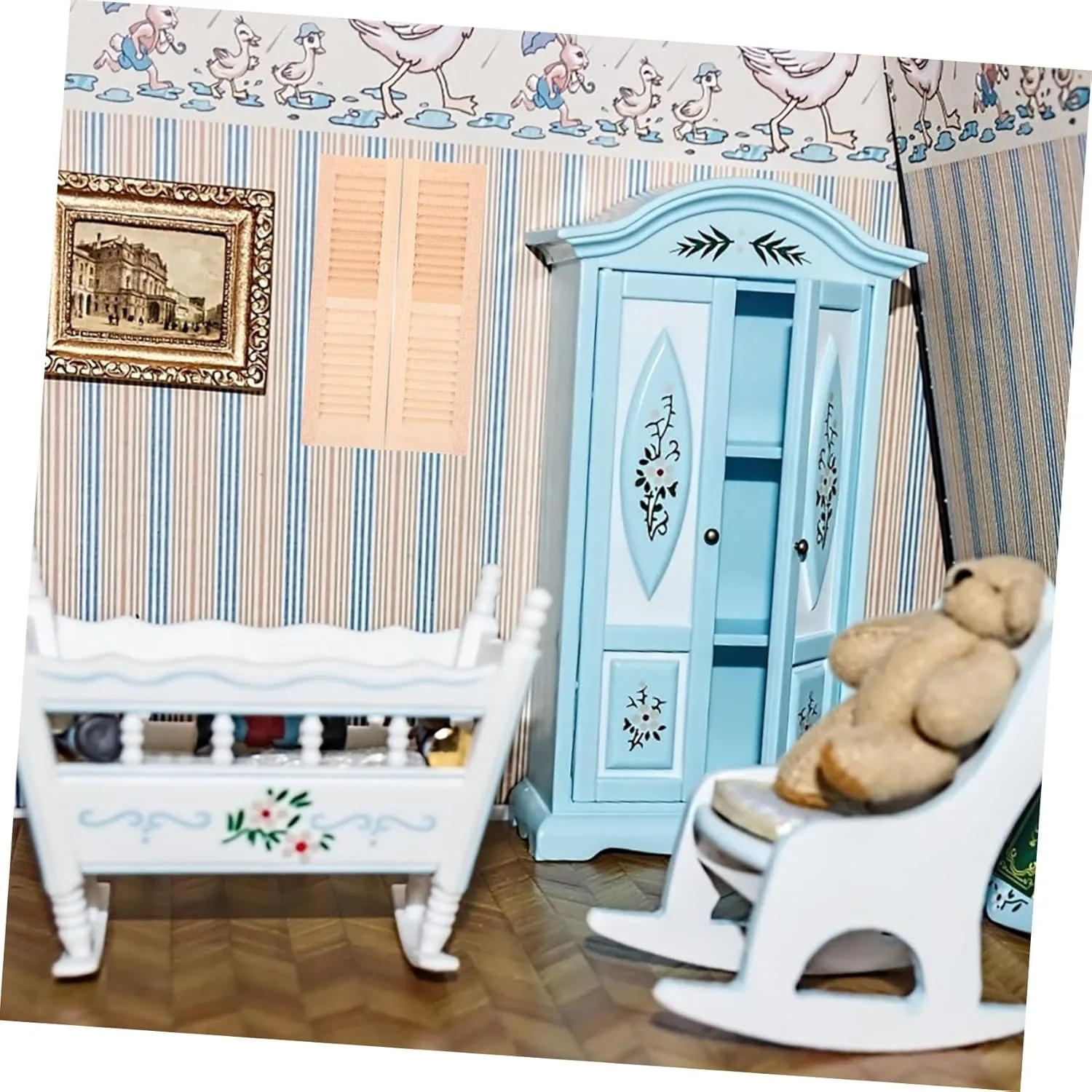 GALPADA 4sets Wooden Miniature Shutters for Dollhouses Tiny House Ornaments Cute Furniture Decor Design for Bedroom and DIY Projects 2pcs*4