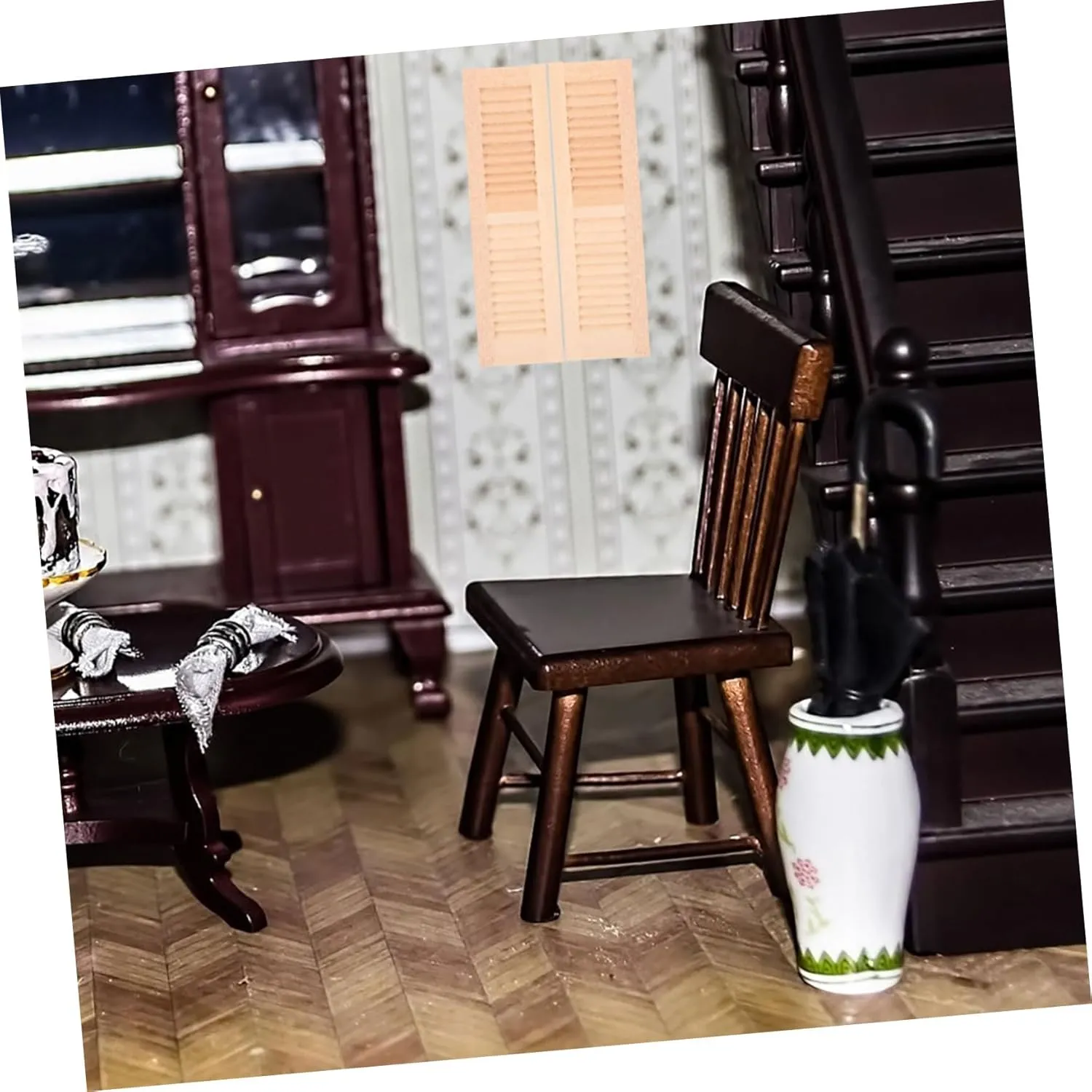 GALPADA 4sets Wooden Miniature Shutters for Dollhouses Tiny House Ornaments Cute Furniture Decor Design for Bedroom and DIY Projects 2pcs*4