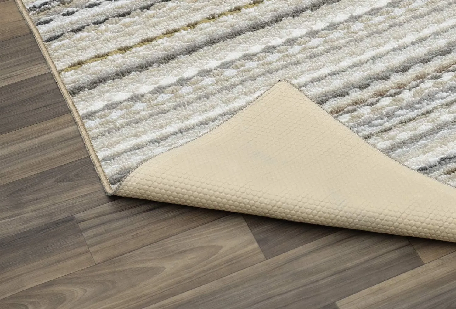 Garland Rug Carnival Stripe Non-Slip Recycled 3' x 8' Random Earthtone Stripes Area Rug – Modern, Stain-Resistant, Ideal for Living Rooms & High-Traffic Areas