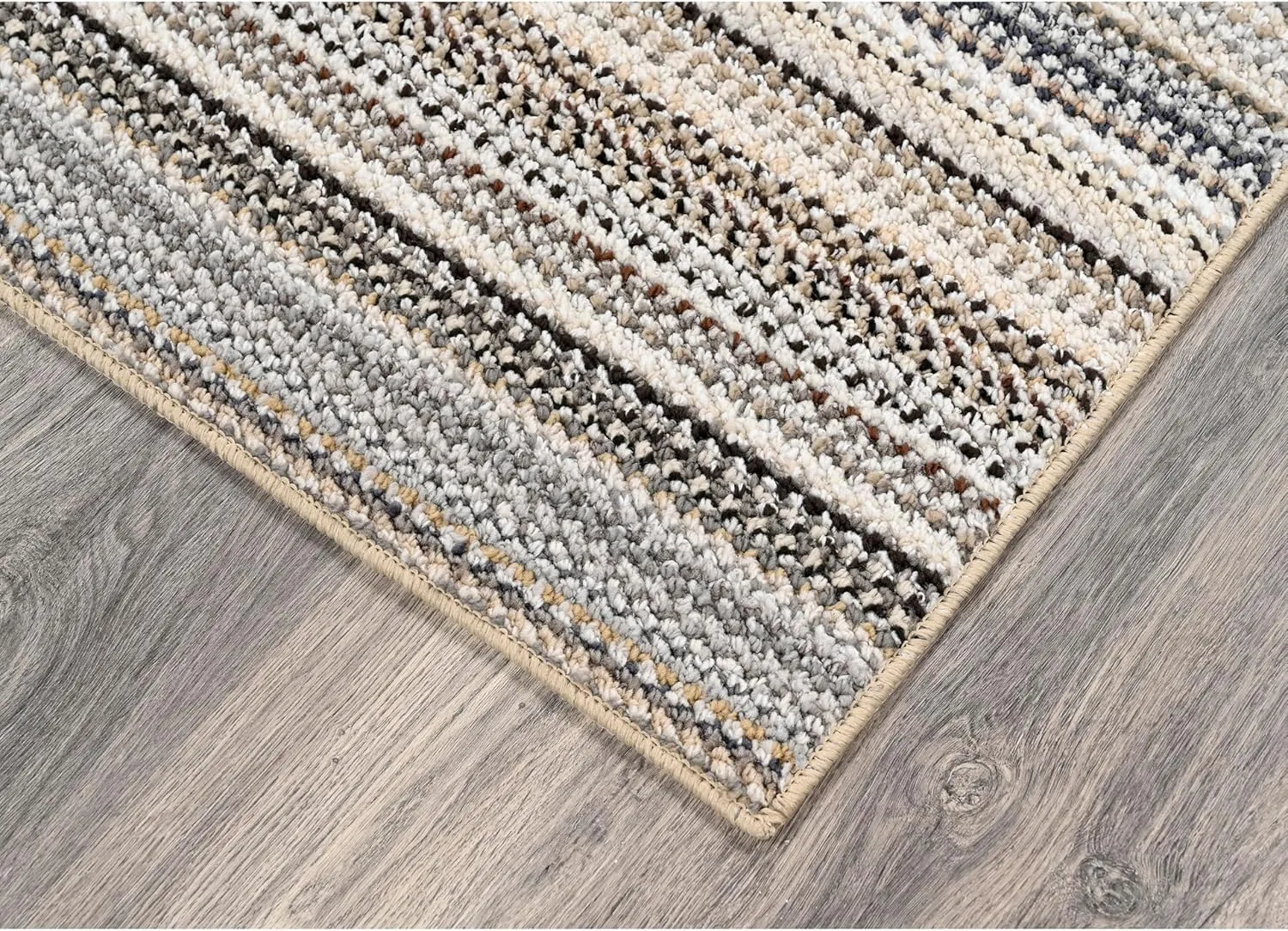 Garland Rug Carnival Stripe Non-Slip Recycled 3' x 8' Random Earthtone Stripes Area Rug – Modern, Stain-Resistant, Ideal for Living Rooms & High-Traffic Areas