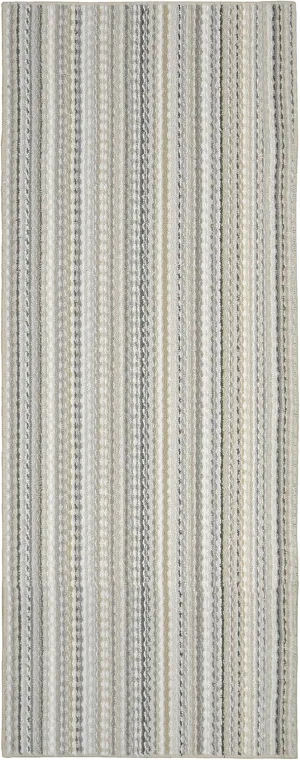 Garland Rug Carnival Stripe Non-Slip Recycled 3' x 8' Random Earthtone Stripes Area Rug – Modern, Stain-Resistant, Ideal for Living Rooms & High-Traffic Areas