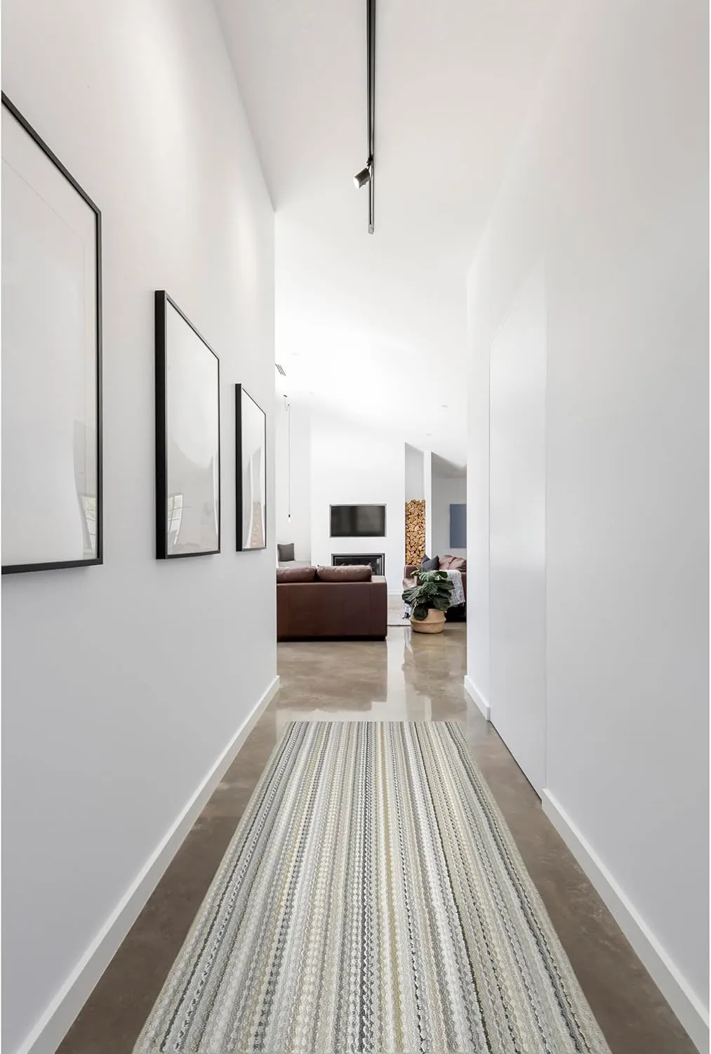 Garland Rug Carnival Stripe Non-Slip Recycled 3' x 8' Random Earthtone Stripes Area Rug – Modern, Stain-Resistant, Ideal for Living Rooms & High-Traffic Areas