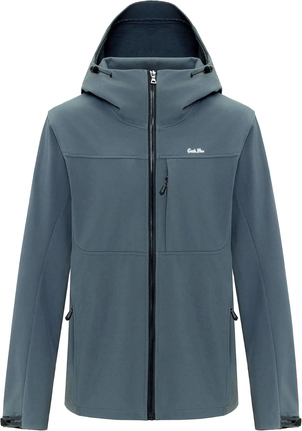 Gash Hao Mens Lightweight Softshell Waterproof Jacket Hooded Fleece Lined Warm Rain Hiking Outdoor Jacket Windbreaker