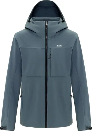 Gash Hao Mens Lightweight Softshell Waterproof Jacket Hooded Fleece Lined Warm Rain Hiking Outdoor Jacket Windbreaker