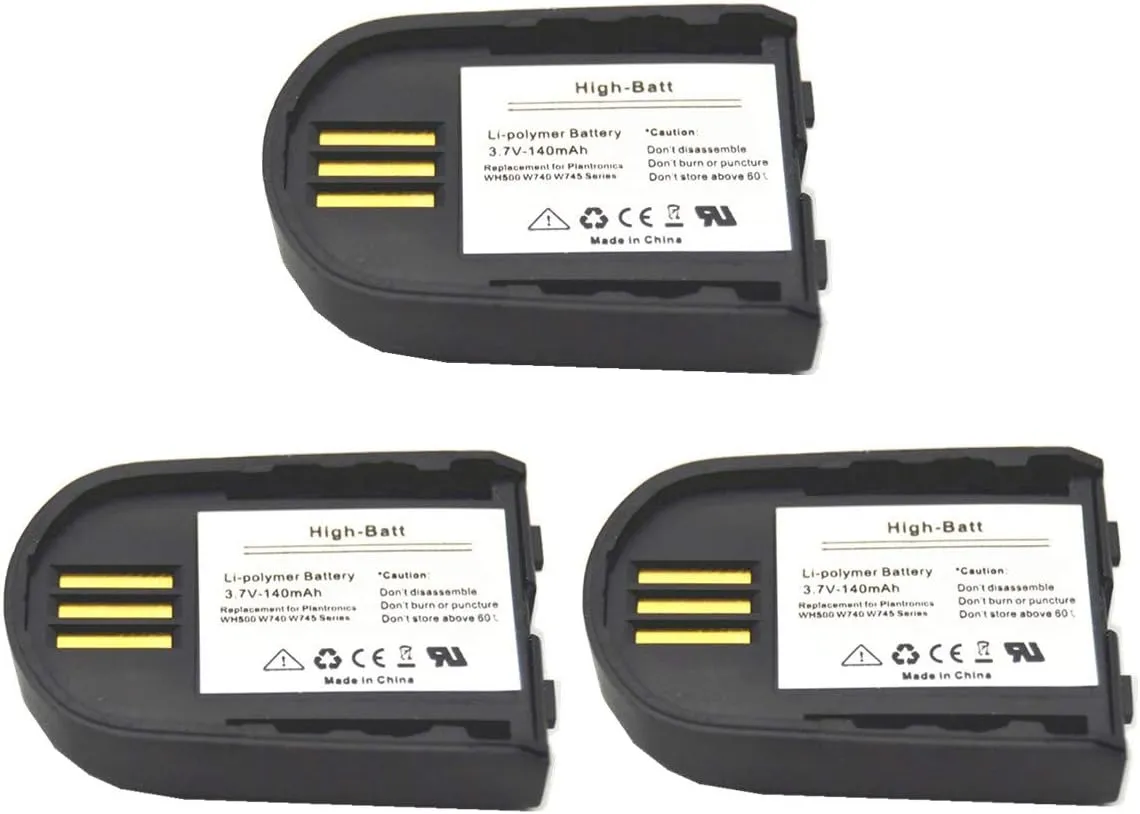 GBBBT WH500 W745 Battery, Replacement Battery 84598-01 82742-01 204755-01 for Plantronics Savi W740 W440-M W440 W740-M W445 86507-01 Wireless Headsets 3.7V 140mAh (Pack of 3)