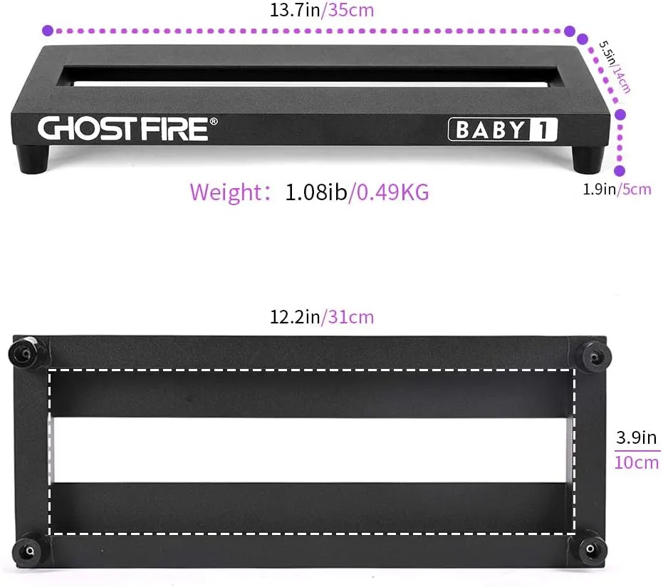 Ghost Fire Guitar Pedal Board Aluminum Alloy Effect Pedalboard,V series (V-BABY1-PB(13.7''x5.5''))