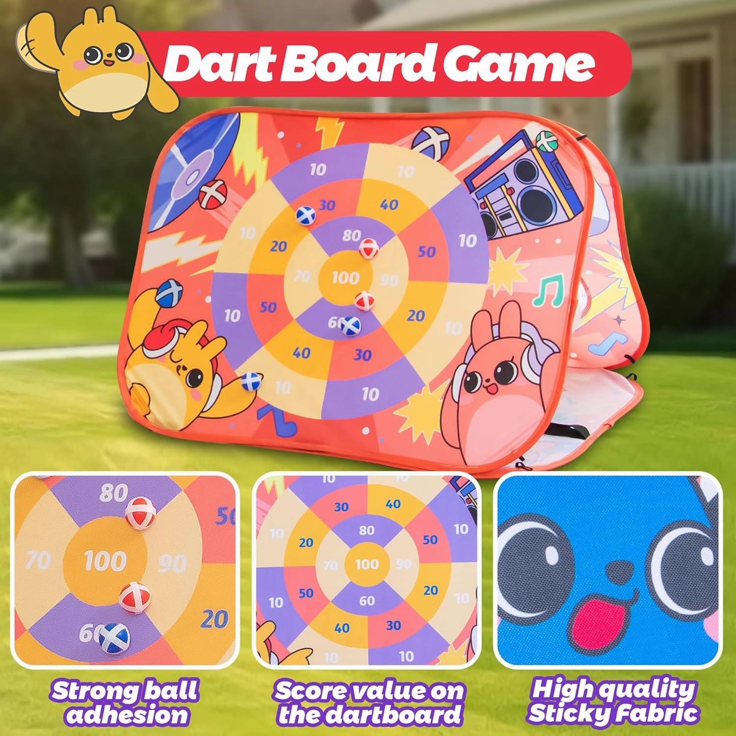 Giant 3 in 1 Bean Bag Toss Game for Kids, Toddler Outdoor Toss Toys for 2 3 4 5 6 7 8 Year Old Boys Girls, Family Party Supplies, Cornhole Party Carnival Games, Lawn Backyard Outside Birthday Gifts