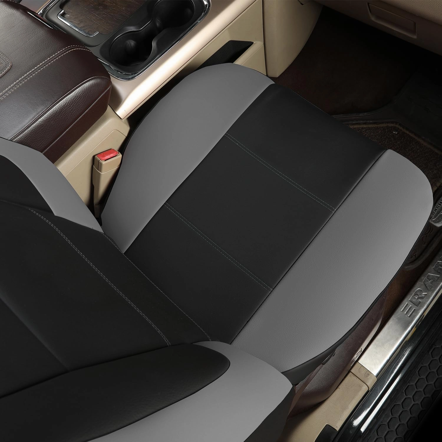 GIANT PANDA Front Car Seat Covers Custom Fit Dodge Ram 1500 2500 3500 Trucks Seat Protectors (Grey/Gray) 2-Pack
