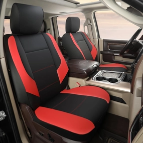 GIANT PANDA Front Car Seat Covers Custom Fit Dodge Ram 1500 2500 3500 Trucks Seat Protectors (Red) 2-Pack
