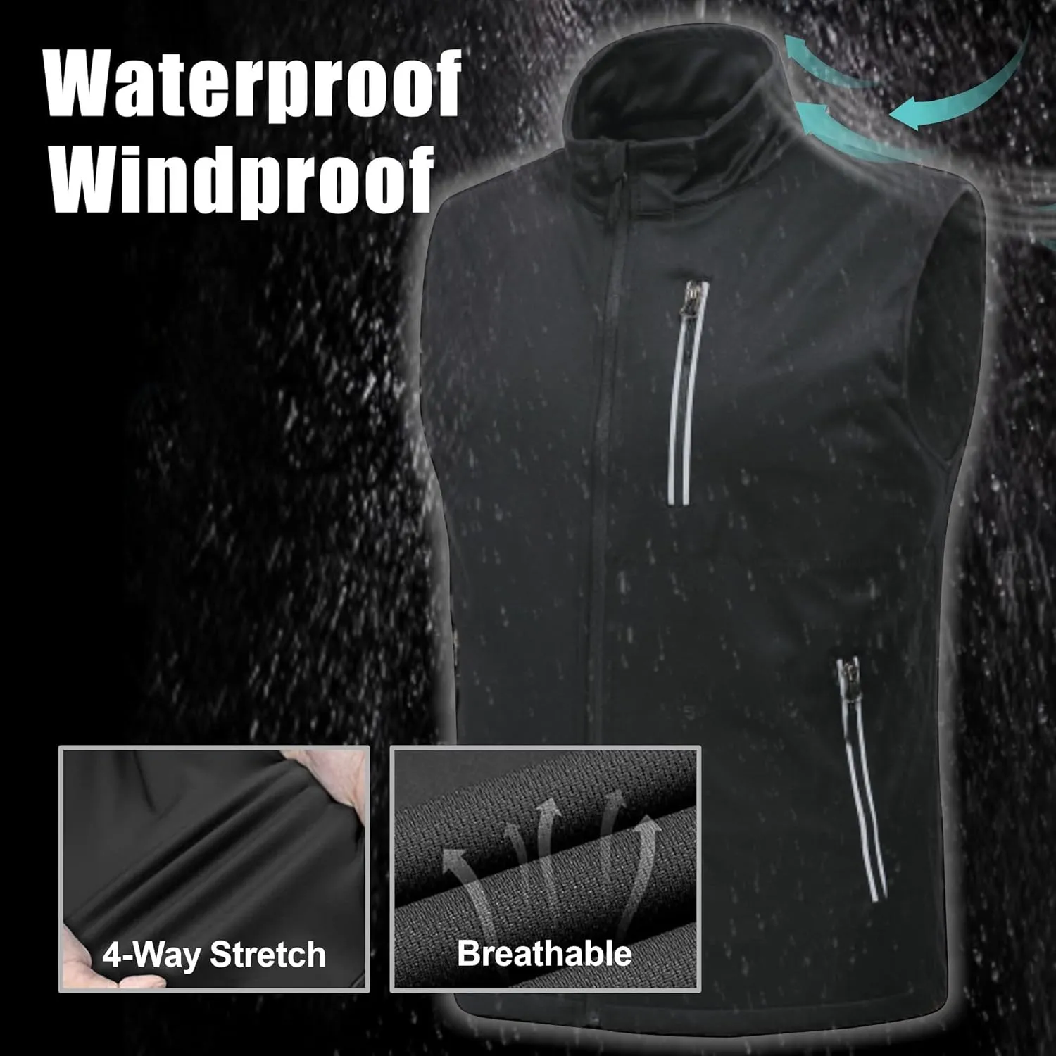 GIISAM Men's Softshell Vest,Windproof Sleeveless Golf Vests for Men Waterproof Running Cycling Vest