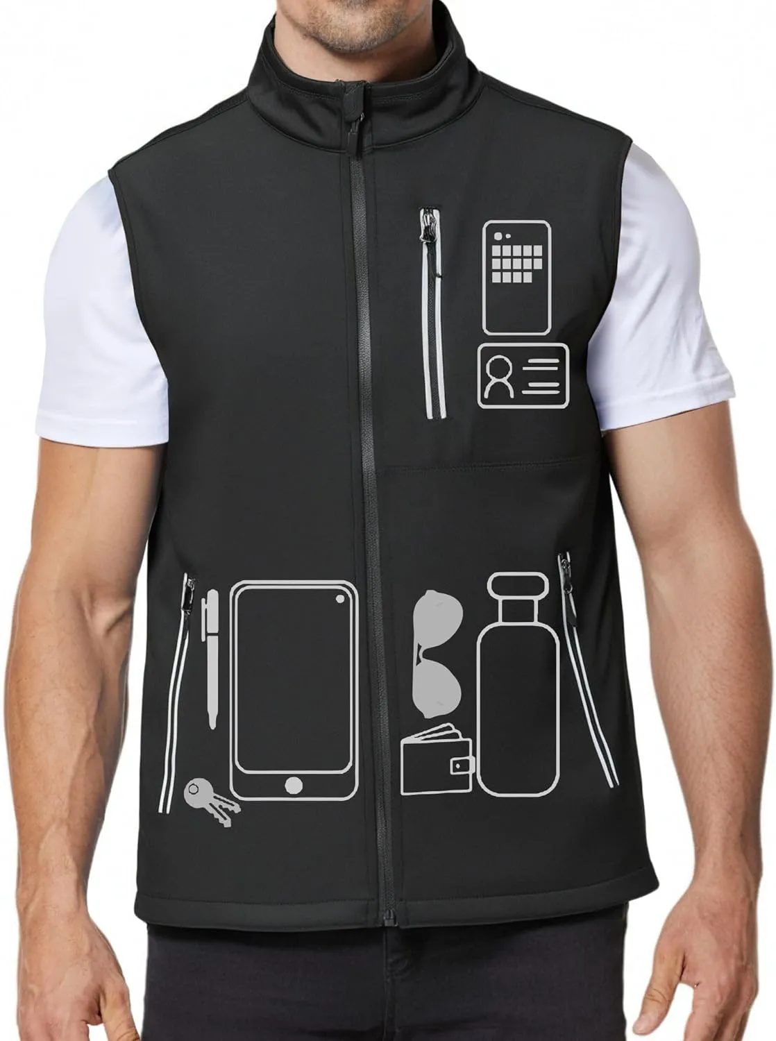 GIISAM Men's Softshell Vest,Windproof Sleeveless Golf Vests for Men Waterproof Running Cycling Vest