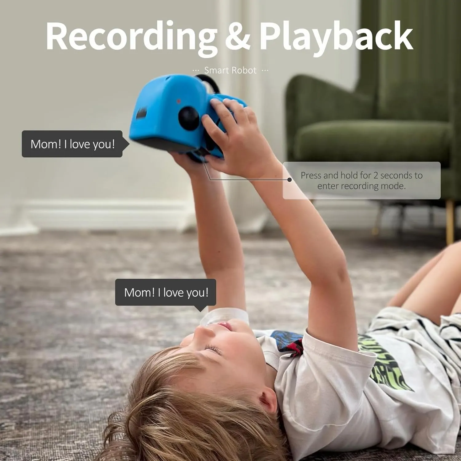 GILOBABY Kids Robot Toys, Interactive Toys Companion Smart Talking Robotic with Voice Control Touch Sensor, Dancing, Singing, Recording, Repeat, Birthday Gifts for Boys Ages 3  Years (Blue)