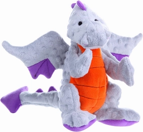 goDog Bubble Plush Dragons Squeaky Dog Toy, Chew Guard Technology - Gray, Large