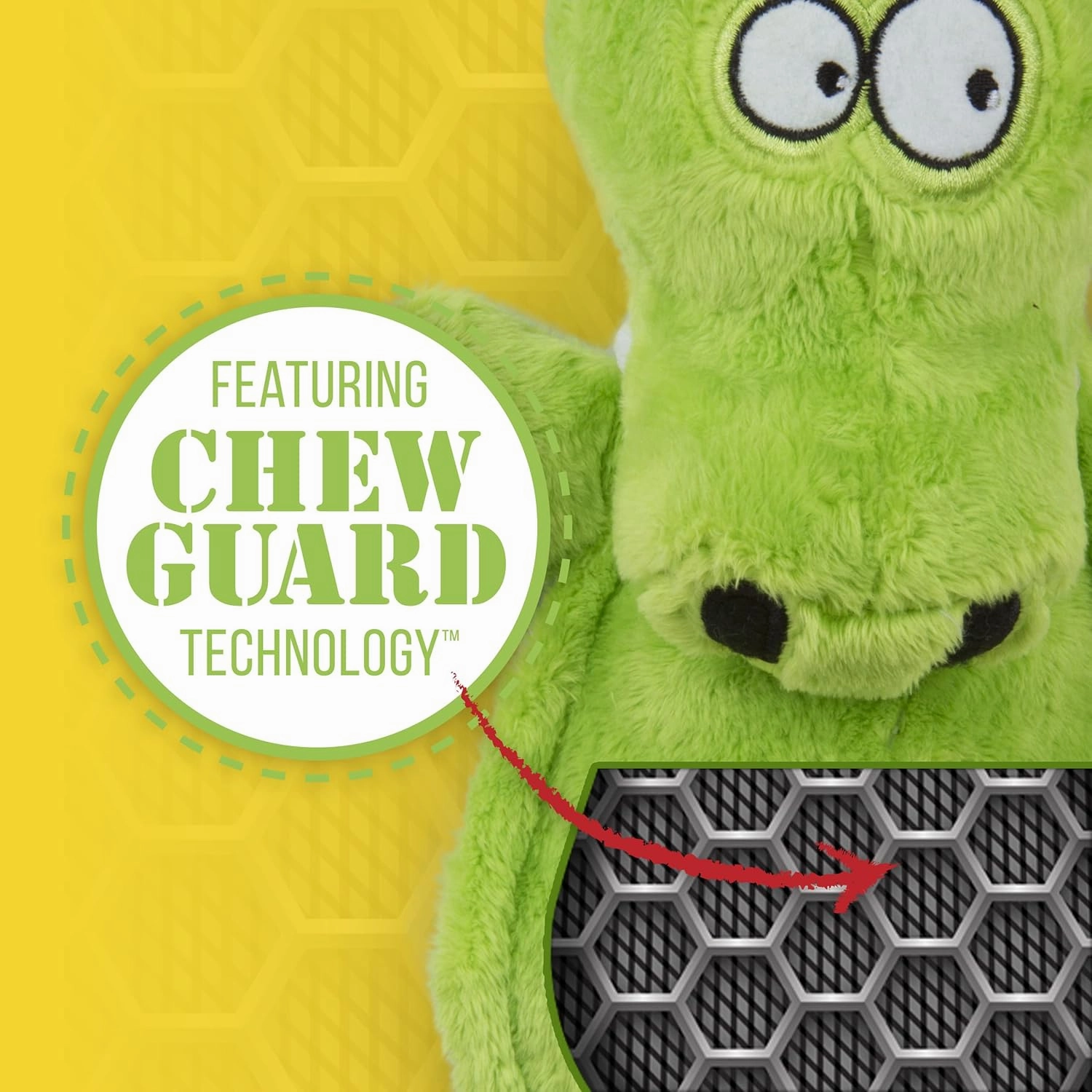 goDog Flattie Gator Silent Squeak Plush Dog Toy w/ Chew Guard Technology - Green, Large