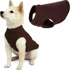 Gooby - Stretch Fleece Vest, Pullover Fleece Vest Jacket Sweater for Dogs, Brown, Medium Length (11")