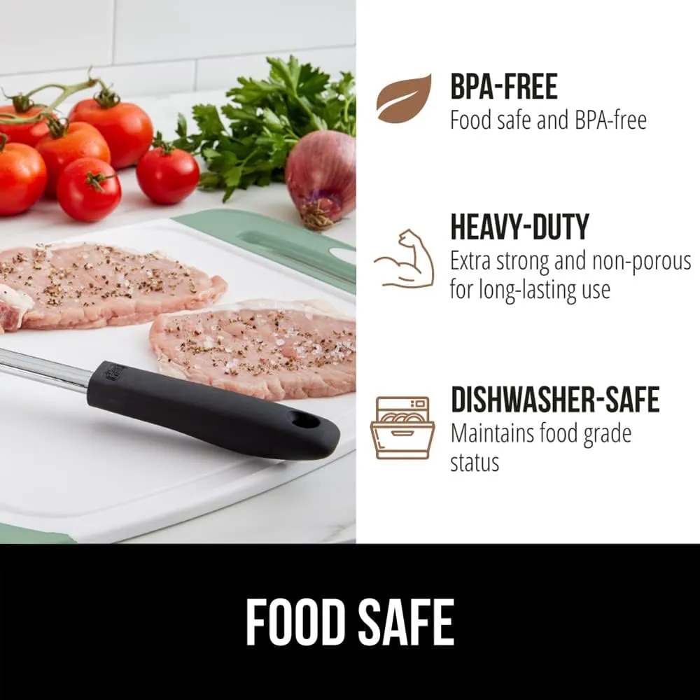 GORILLA GRIP 100% BPA-Free Reversible Kitchen Cutting Board Set of 3, Nonporous, Juice Grooves to Catch Liquid, Slip Resistant Handle Border, Dishwasher Safe Large Food Chopping Boards, Gray Mint Pink