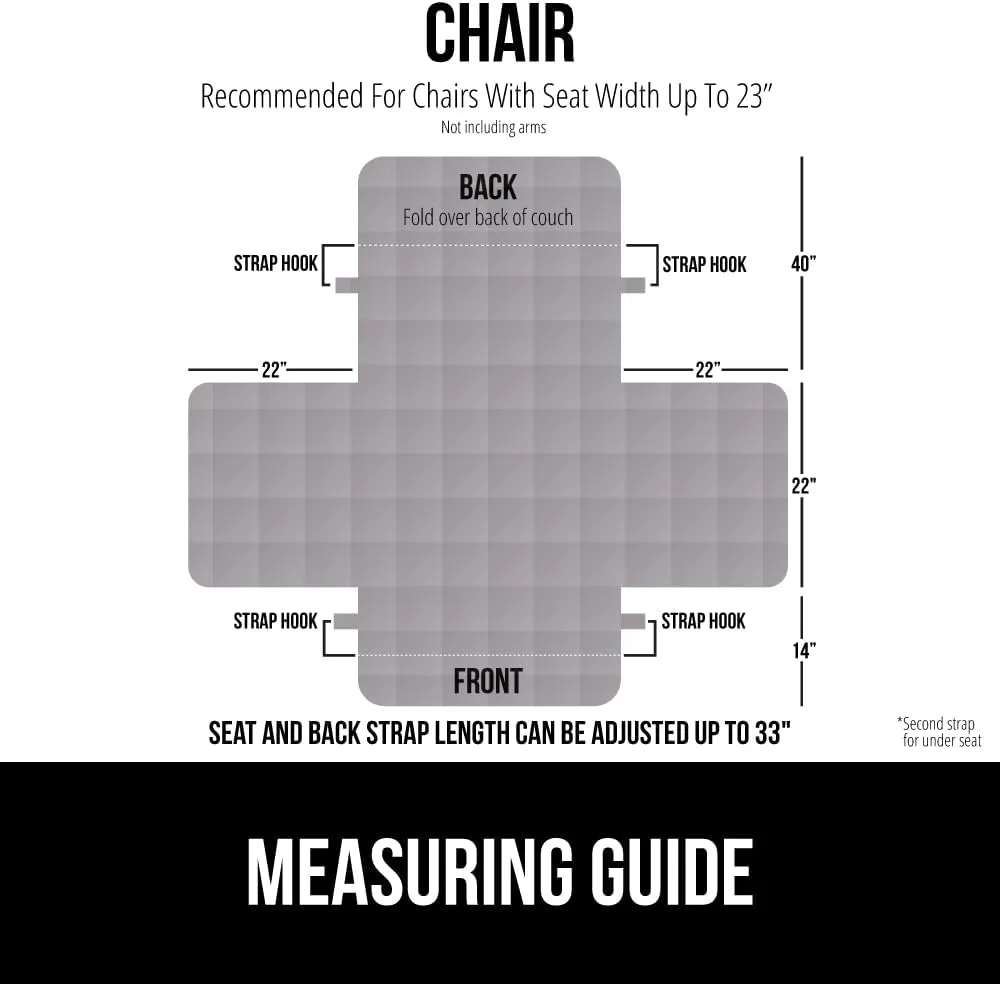 GORILLA GRIP Patented Waterproof Slip-Resistant 23" Chair Protector Cover, for Leather or Fabric Couch Cushion, Large Microsuede Furniture Covers Dogs Pets Machine Washable Slipcover, Gray