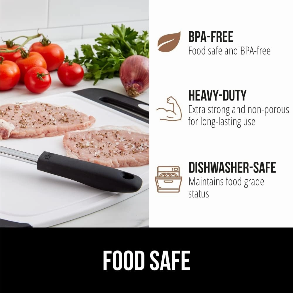GORILLA GRIP 100% BPA-Free Reversible Kitchen Cutting Board Set of 3, Nonporous, Juice Grooves to Catch Liquid, Slip Resistant Handle Border, Dishwasher Safe, Durable Large Food Chopping Boards, Black