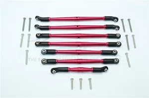 GPM For Traxxas TRX-4 Trail Defender Crawler Upgrade Parts Aluminum Adjustable Upper & Lower Suspension Links - 7Pcs Set Red