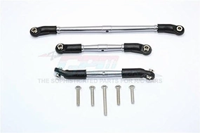 GPM for Traxxas TRX-4 Trail Defender Crawler Upgrade Parts Aluminum Front Adjustable Steering Link & Suspension Link - 3Pcs Set Gray Silver