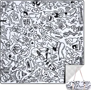 Graffiti Picnic Mat, 79" x 79" Extra Large Outdoor Blanket, Washable Foldable Portable for Park/Beach/Camping/Concerts