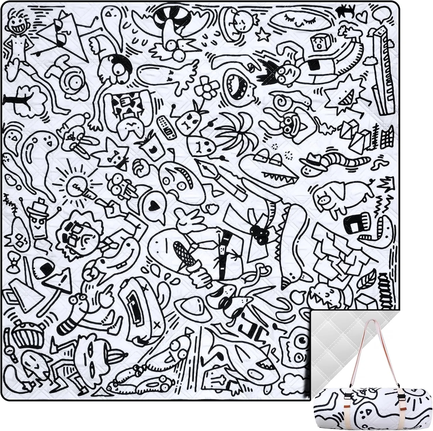 Graffiti Picnic Mat, 79" x 79" Extra Large Outdoor Blanket, Washable Foldable Portable for Park/Beach/Camping/Concerts