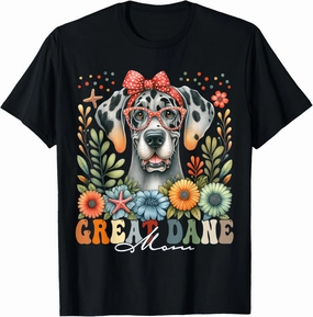 Great Dane Mom Dog Lover Mother's Day Retro Floral Women T-Shirt