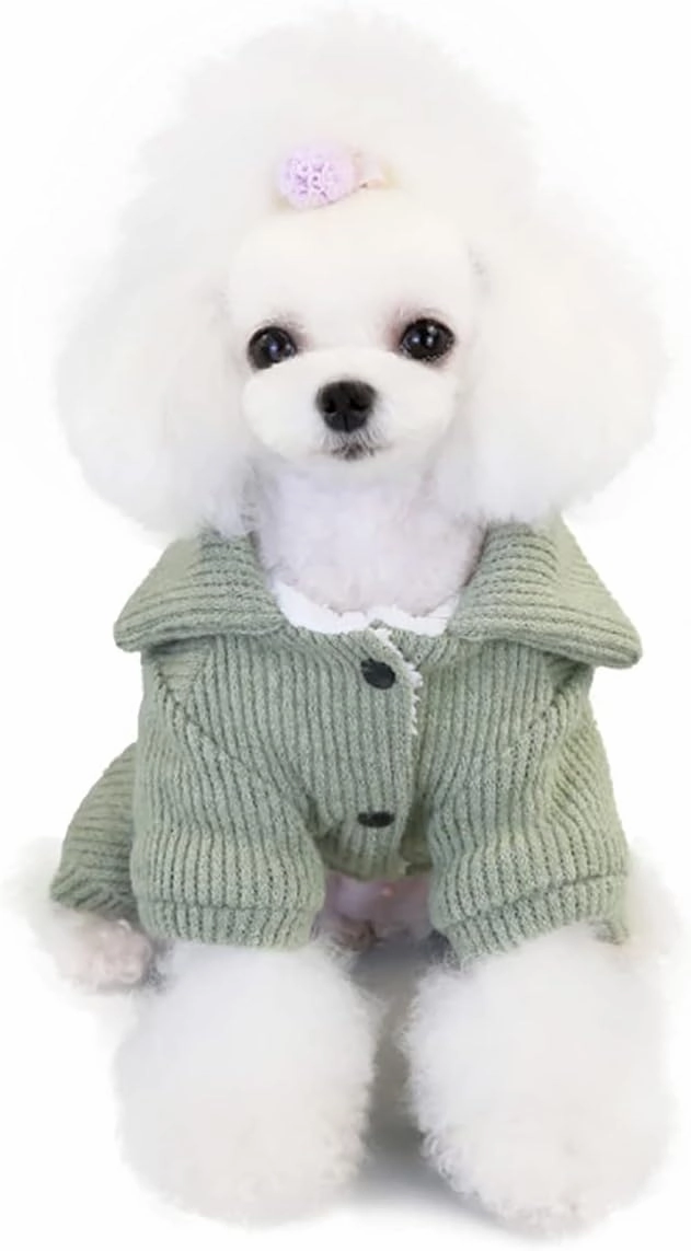 Green XXL Fleece Dog Sweater - Warm Winter Jumpsuit for Small & Medium Dogs & Cats