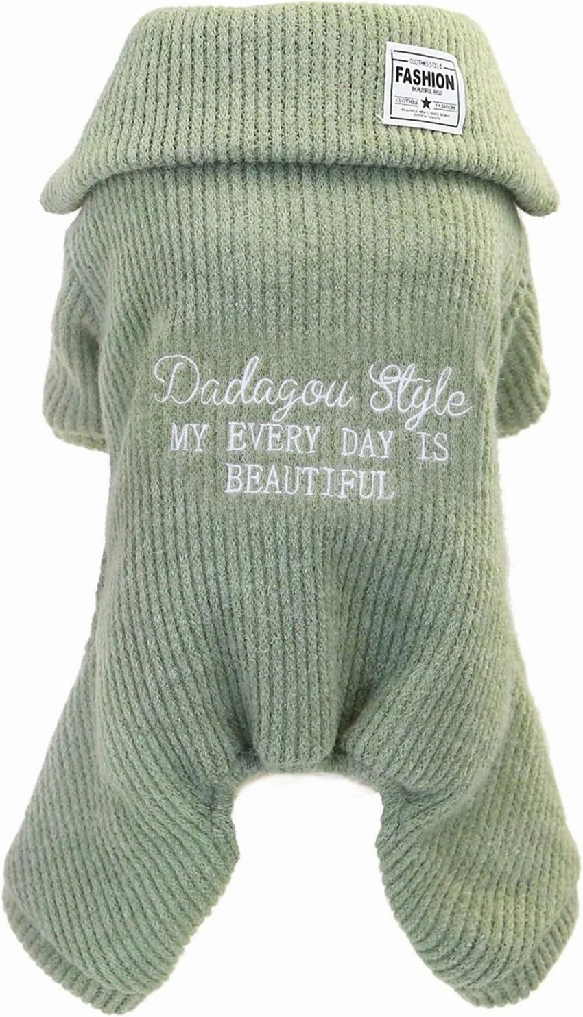 Green XXL Fleece Dog Sweater - Warm Winter Jumpsuit for Small & Medium Dogs & Cats