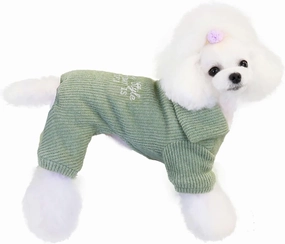 Green XXL Fleece Dog Sweater - Warm Winter Jumpsuit for Small & Medium Dogs & Cats