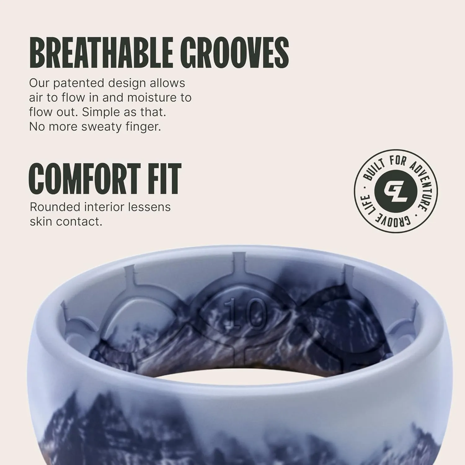 Groove Life Nomad Silicone Ring Breathable Rubber Wedding Rings for Men, Lifetime Coverage, Unique Design, Comfort Fit Ring