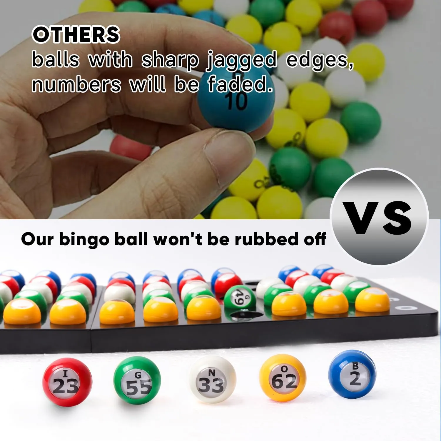 GSE Games & Sports Expert Professional Bingo Master Board & 7/8" Multi-Color Balls, Black Bingo Calling Board for Parties, Large Groups, Family Game Night