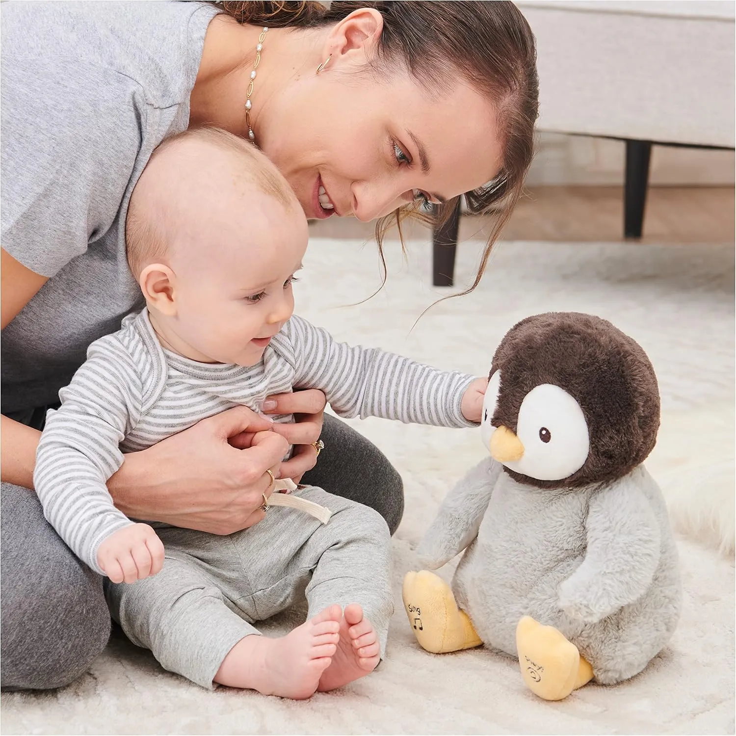 GUND Baby Animated Kissy The Penguin Plush, Singing Stuffed Animal Baby Toy for Ages 0 and Up, Black/White/Grey, 12"